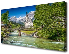 Obraz na plátne Kostol most jazero príroda 120x60 cm