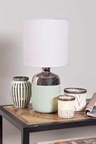 Stolová lampa s keramickou nohou a bielym tienidlom - Ø 15*33 cm E27/max 1*60W