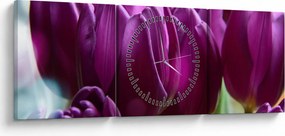 Obraz tulipánov (s hodinami) (90x30 cm)