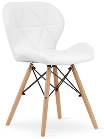Jedálenská stolička LAGO ekokoža biela (hnedé nohy)