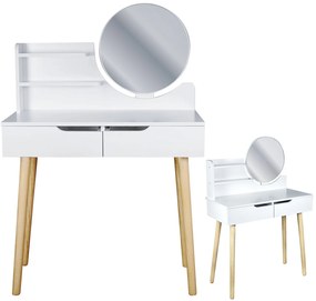Dekorstudio Toaletný stolík so zrkadlom - SCANDI biely