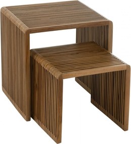 Súprava 2 konferenčných stolíkov Cubic z recyklovaného teakového dreva – 50*45*50 / 40*40*35 cm