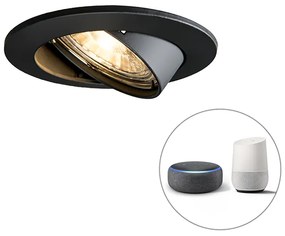 Inteligentné zapustené bodové svetlo čierne sklápateľné vrátane Wifi GU10 - Edu
