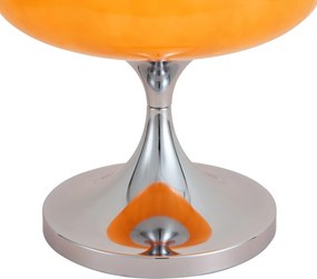 Retro stolná lampa chróm s oranžovým skleneným tienidlom 31cm - Glaze