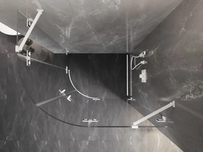 Mexen Lunar, pravý polkruhový sprchový kút 80 x 70 cm, 8mm číre sklo, biely profil, 833-080P-070L-20-00