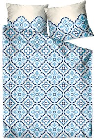 Modré vzorované obliečky z bavlneného saténu najvyššej kvality 3 časti: 1ks 200x220 + 2ks 70 cmx80