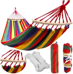 Farebná hojdacia sieť HAMAK pre 2 osoby 190x150 cm