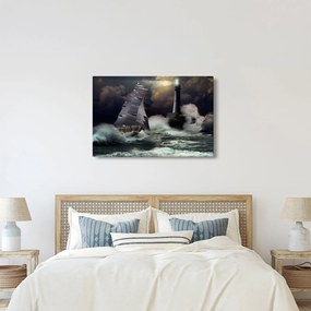 Obraz - Loď plávajúca cez búrlivé vlny (90x60 cm)