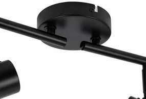 Stropné bodové svetlo čierne s dymovým sklom 4-žiarovkové nastaviteľné - Laura