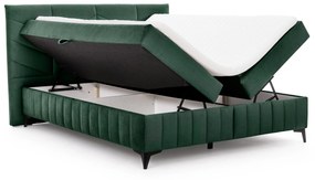 Posteľ Boxspring Penia 160x200 s úložným priestorom - zelený hydrofóbny zamat Element 12