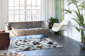 Koberec PATCHWORK 21720 béžový/hnedý - imitácia kože krava, romby