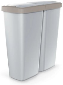 Odpadkový kôš DUO sivý, 50 l, hnedá / sivá