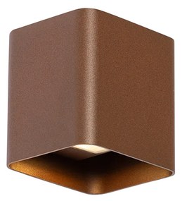Moderná nástenná lampa hrdzavohnedá vrátane LED IP54 štvorcová - Evi