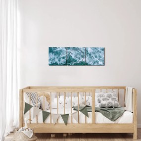 Obraz - Vlny oceánu (s hodinami) (90x30 cm)