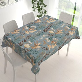 Biante Bavlnený obdĺžnikový obrus Sandra SA-551 Jesenné vetvičky na sivomodrom 50x100 cm