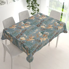 Biante Bavlnený obdĺžnikový obrus Sandra SA-551 Jesenné vetvičky na sivomodrom 120x180 cm