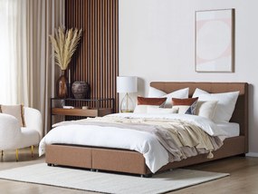 Čalúnená posteľ s úložným priestorom 180 x 200 cm hnedá LA ROCHELLE Beliani