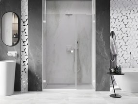 Mexen Lunar-B, L Otočné ľavé sprchové dvere 130 cm, 8mm číre sklo, biely profil, 832SL-130-050-20-00-L