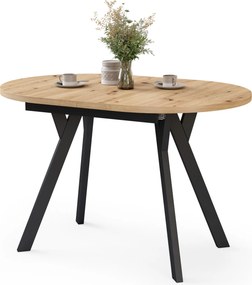Mazzoni ALMO Dub Artisan / čierne nohy - OVÁLNY ROZKLADACÍ STÔL 120-220 cm PRE 10-12 OSÔB