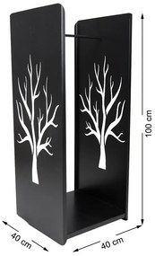 Kovový stojan na drevo Tree, 40x100 cm, čierna