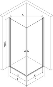 Mexen Pretoria sprchový kút duo 80x70 cm, chrómový profil, 6mm číre sklo, 852-080-070-02-00