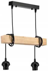 BERGE LED závesné stropné svietidlo, drevený trám, 2xE27, brilantný drevený luster