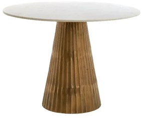Okrúhly jedálenský stôl v bielej a bronzovej farbe s doskou v dekore mramoru ø 100 cm Leyda – Light &amp; Living