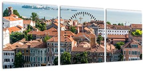 Obraz - Letecký pohľad na mesto (s hodinami) (90x30 cm)