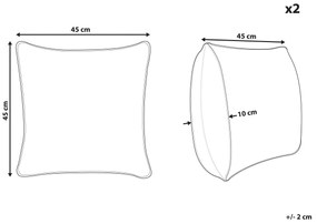 Sada 2 vonkajších vankúšov s geometrickým vzorom 45 x 45 cm sivá VALSORDA Beliani