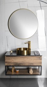 Sapho Sapho, NOTION guľaté zrkadlo v ráme, ø 80cm, zlatá matná, NT800G