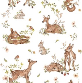 Tapeta jelenia lúka biela 280x50 cm