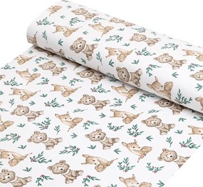 Biante Detské bavlnené posteľné obliečky do postieľky Sandra SA-470 Medvedíky a srnčekovia na bielom Do postieľky 90x120 a 40x60 cm