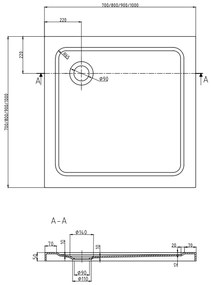 Mexen Rio, štvorcový sprchovací kút s posuvnými dverami 90 x 90 cm, 6mm šedé sklo, chrómový profil + čierna sprchová vanička, 860-090-090-01-40-4070