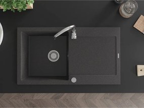 Mexen Leo - drez granitový 90x50cm, 1-komorový, čierna-škvrny, 6501901010-76