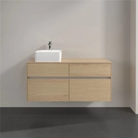 VILLEROY &amp; BOCH Collaro závesná skrinka pod umývadlo na dosku (umývadlo vľavo), 4 zásuvky, 1200 x 500 x 548 mm, Nordic Oak, C04200VJ