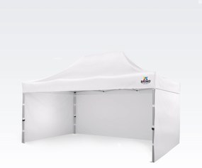 BRIMO Nožnicový párty stan EXCLUSIVE ALU 3x4,5 m s 3 stenami biely