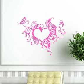 Veselá Stena Samolepka Romantické srdce Farba: růžová, Veľkosť: 80 x 65 cm