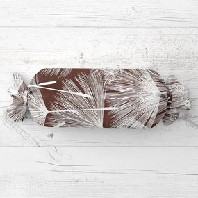 Biante Vankúš valec bonbon Sandra SA-499 Biele abstraktné páperie na hnedom 15x80 cm