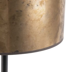 Stolná lampa v štýle Art Deco čierna so odtieňom zo starého bronzu 35 cm - Simplo