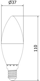Mexen Nova, LED žiarovka E14, C37, 7W, teplá - 3000K, 735 lm - L102-E14-0730-01
