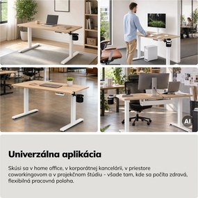 Elektrický stôl s nastaviteľnou výškou ergonomický biely/dub sonoma,1200x600 mm: ARIA