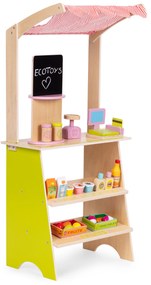 ECOTOYS Drevený detský stánok s pokladňou a váhou