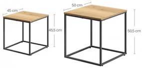 Set dvoch štvorcových konferenčných stolíkov - dubové (čierne nohy)