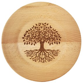 AMADEA Drevený tanier strom bukový, masívne drevo, 25 cm