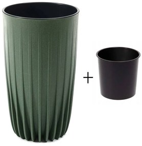 Kvetináč STRIPPED ECO III 25 cm zelený