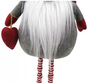 Vianočný škriatok s ozdobou 130 cm - šedý - výškovo nastaviteľný