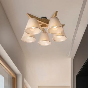 Brilagi - LED  Prisadený luster ANTHONY 5xE14/40W/230V dub/béžová