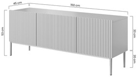 TV stolík Nicole 150 cm - čierny mat / čierne nožičky