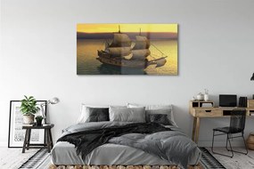 Obraz plexi Yellow sky ship sea 140x70 cm