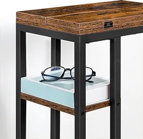 Rozkladací odkladací stolík Vasagle Bromy 26/52 cm hnedý/čierny